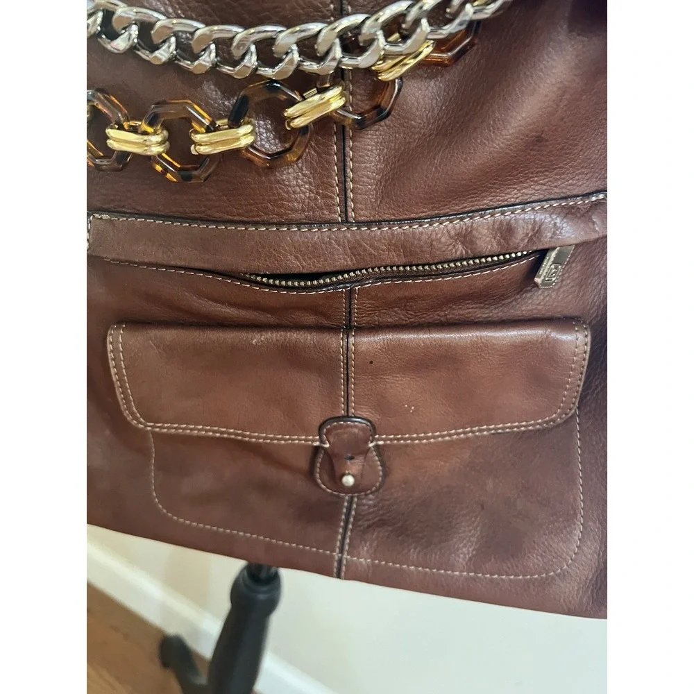 Liz Claiborne Vintage Leather Hobo Bag with Bag Charms Y2K 90s‎ Unique Beautiful
